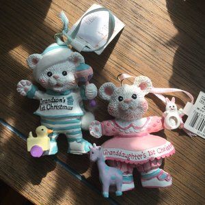 Granddaughter and grandson 1st Christmas Ornaments new with tags